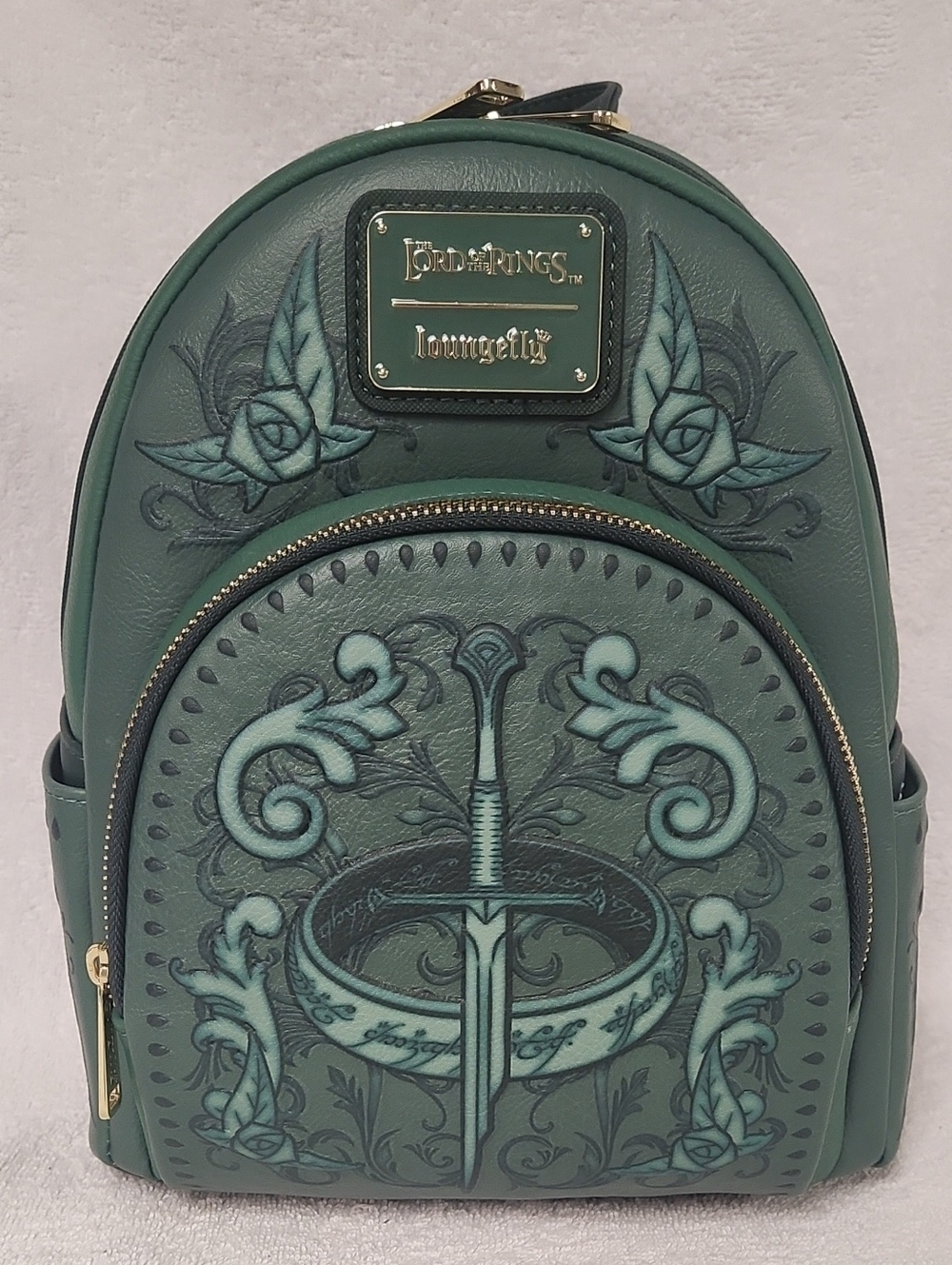 Loungefly Green Embossed Lord of the Rings Mini Backpack